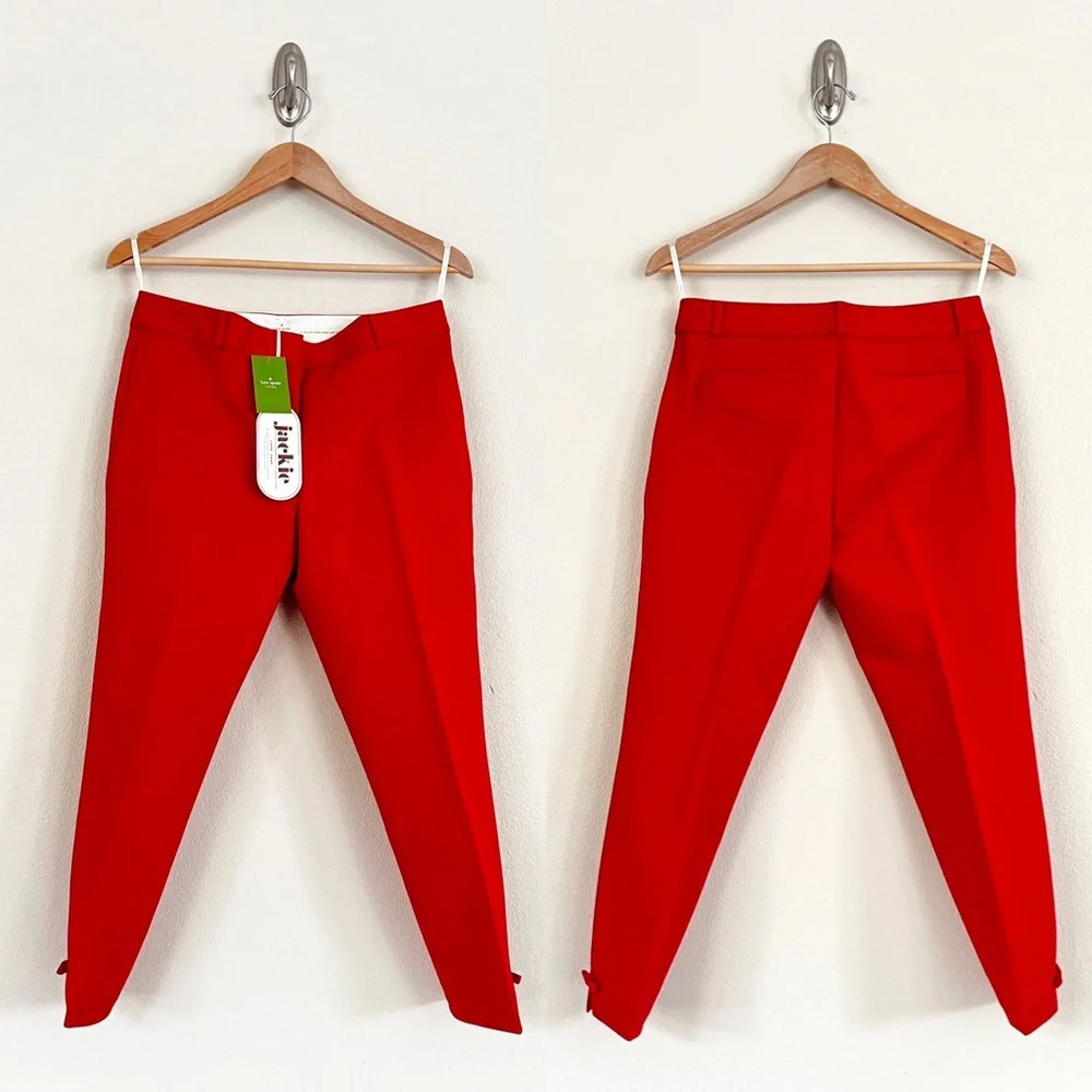 KATE SPADE Jackie Bow Capri Pants in Lacquer Red